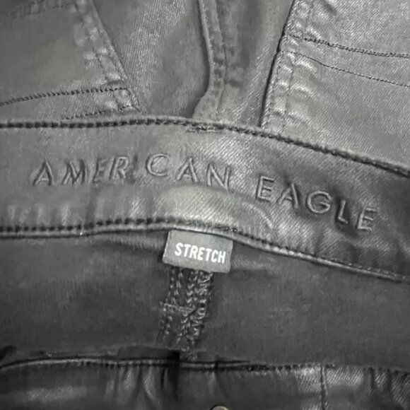 American Eagle Coated Jeans Pants Women's 4 High Rise Straight Black - Picture 7 of 9